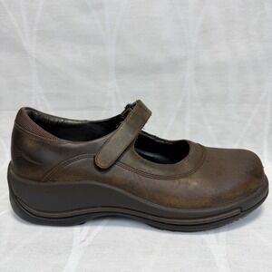 Dansko Brown Leather Mary Jane Clog Shoes 40377802 Womens 38